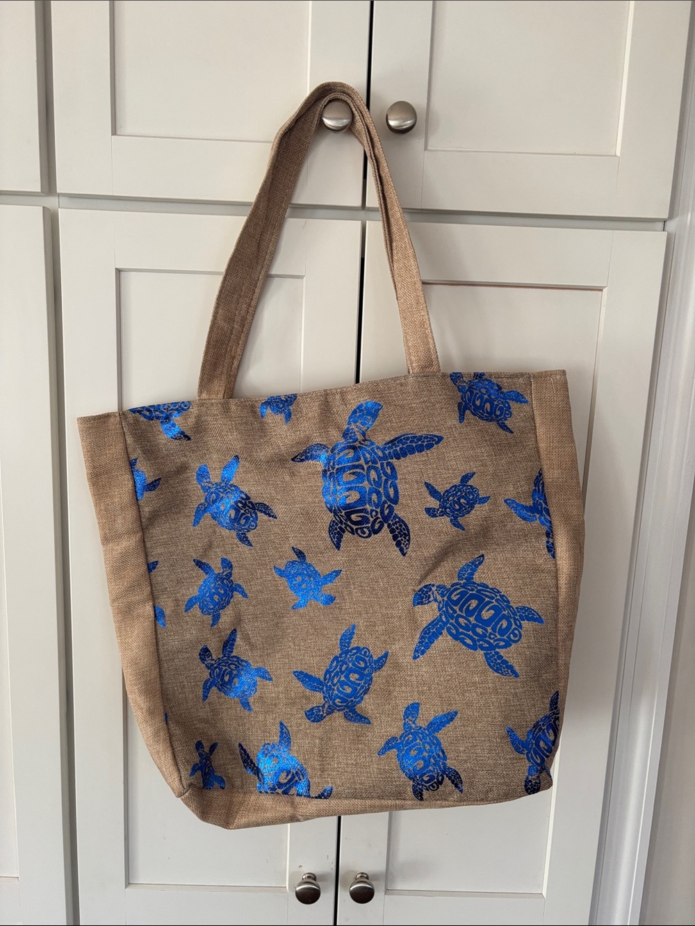 Blue Sea Turtle Print Beach Tote Bag - Neutral New without tags